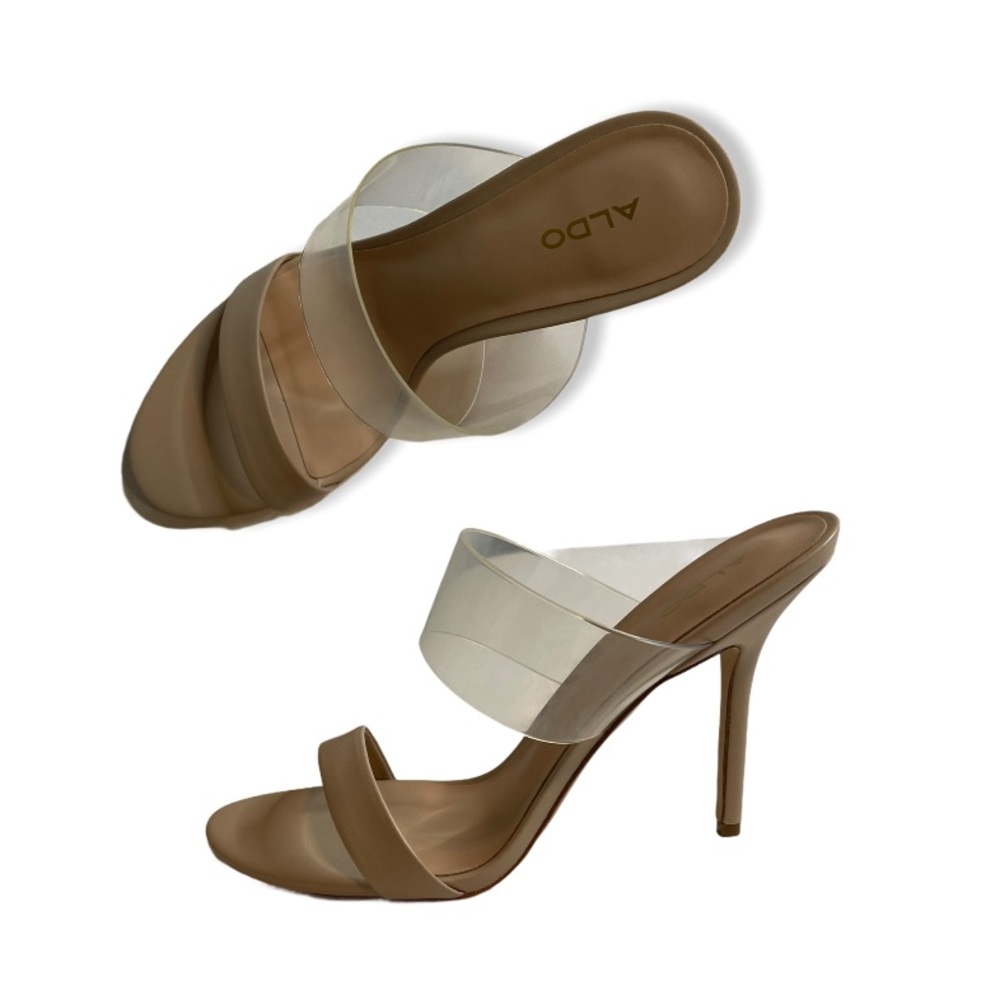 Aldo Pentire Slip-On Sandal Beige & Clear Strap 10